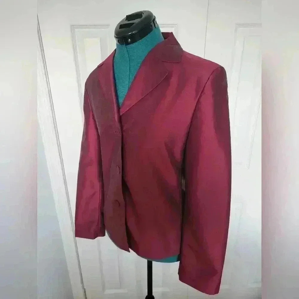 Vintage Burgundy Chrome Effect Suit Oversized Fit EU 38